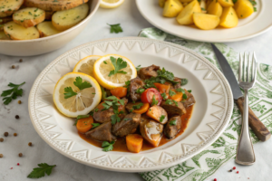 Veau Marengo Disposition Esthétique de la Viande et des Légumes