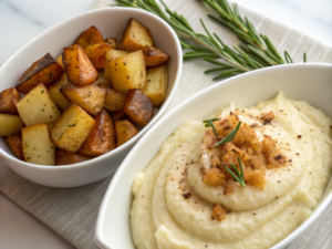 Veau Marengo Pommes de Terre Sautées et Purée de Céleri Rave