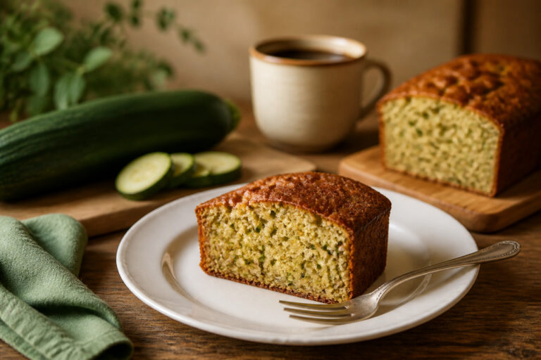 Tranche de gateau aux courgettes appetissante