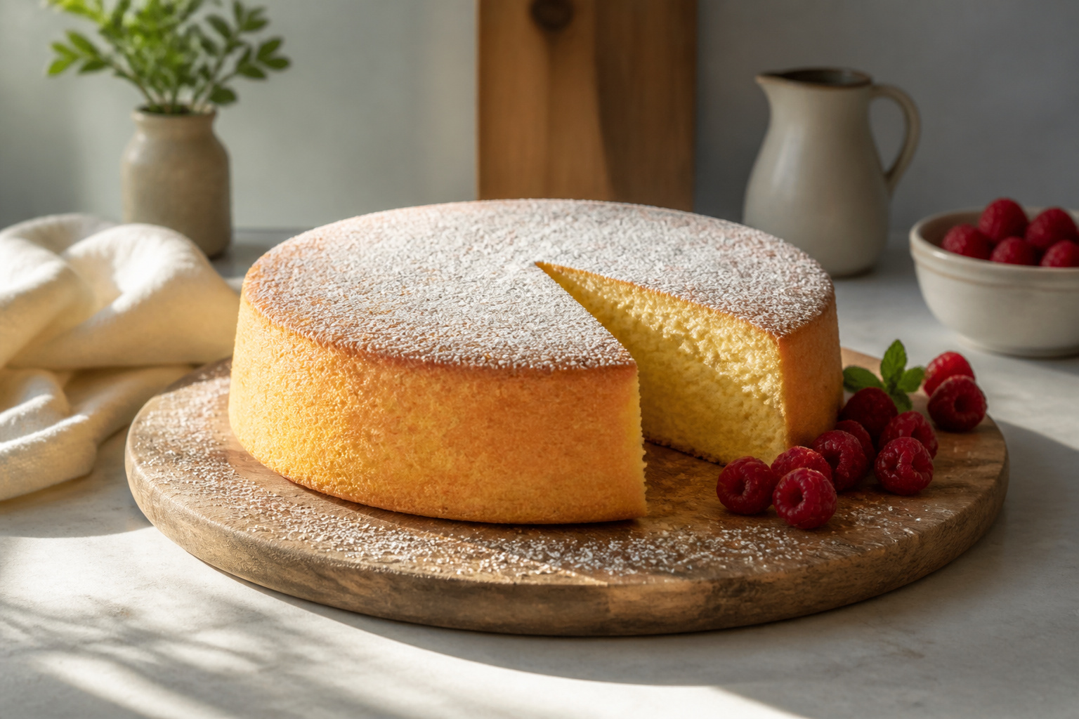 Genoise doree aux framboises