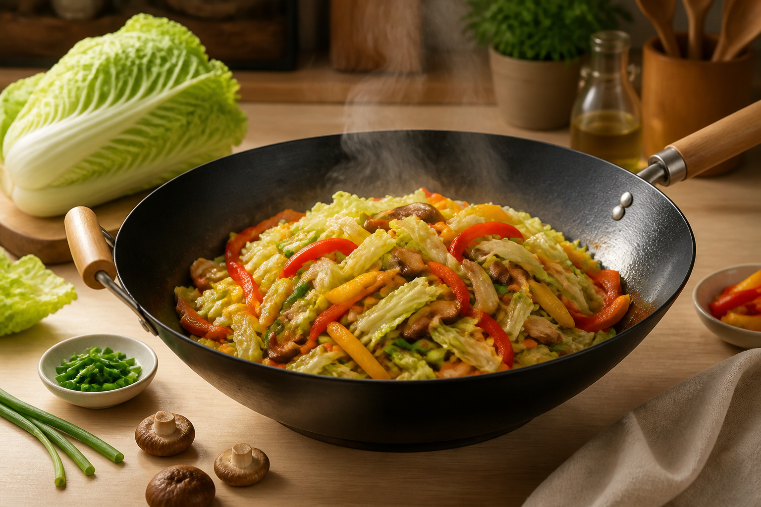 Poelee de legumes frais dans un wok