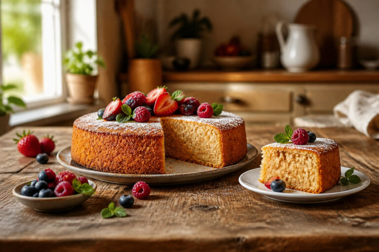 Gateau aux fruits rouges et sucre glace