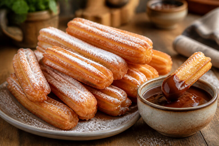 Churros croustillants avec sauce au chocolat