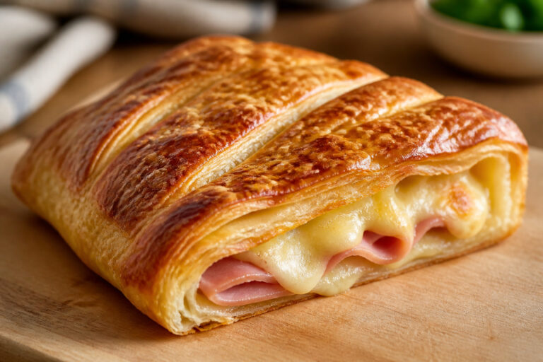 Feuillete jambon fromage dore