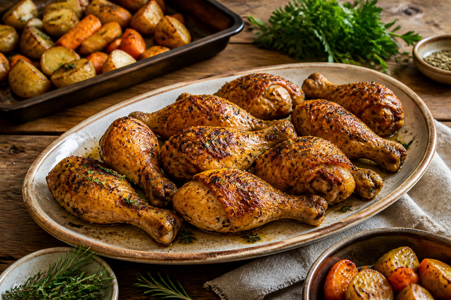 Cuisses de poulet roties aux herbes