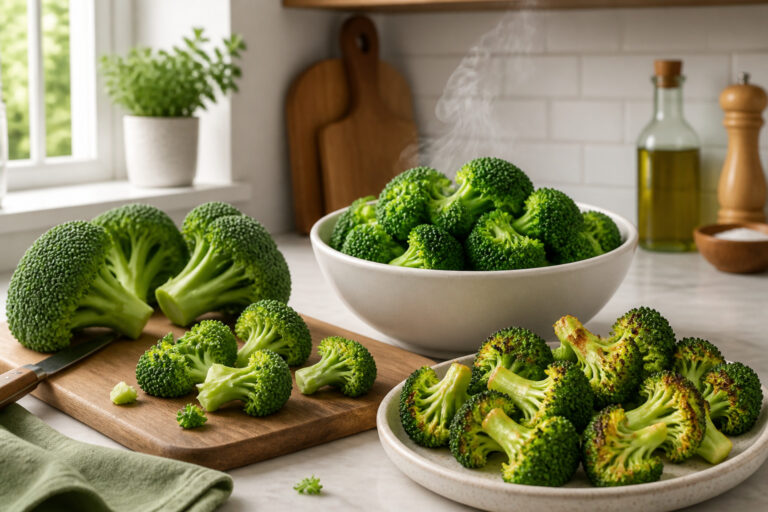 Brocoli frais et cuit pret a deguster