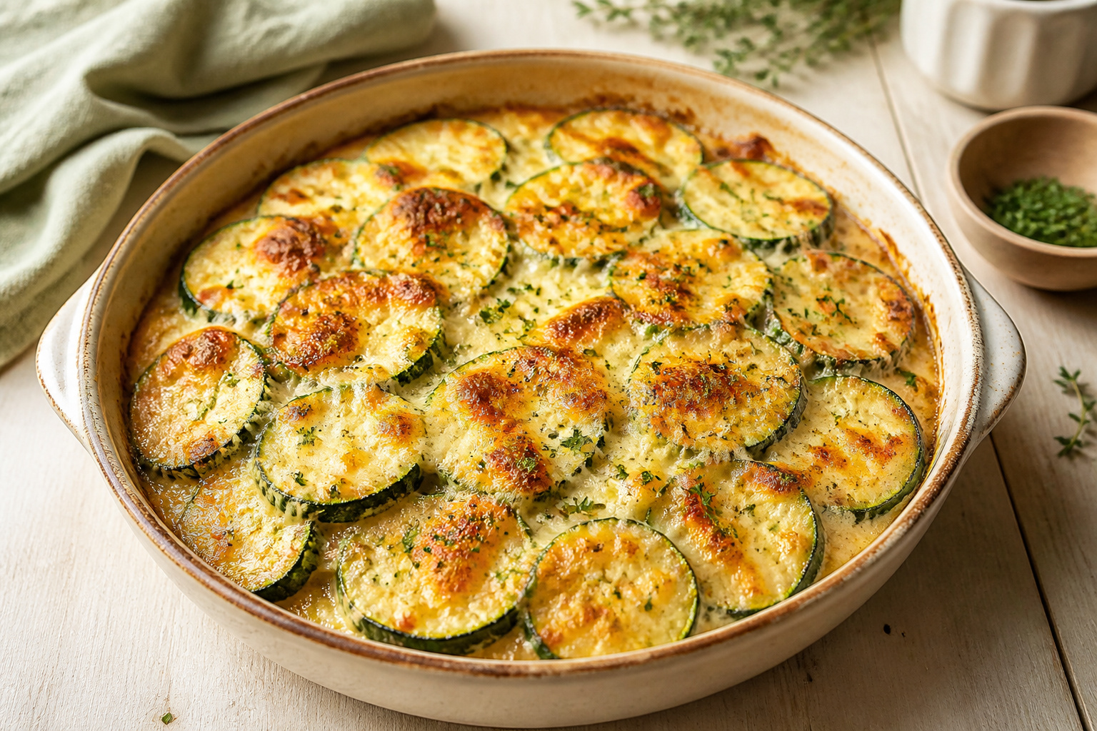 Gratin de courgettes au fromage et fines herbes