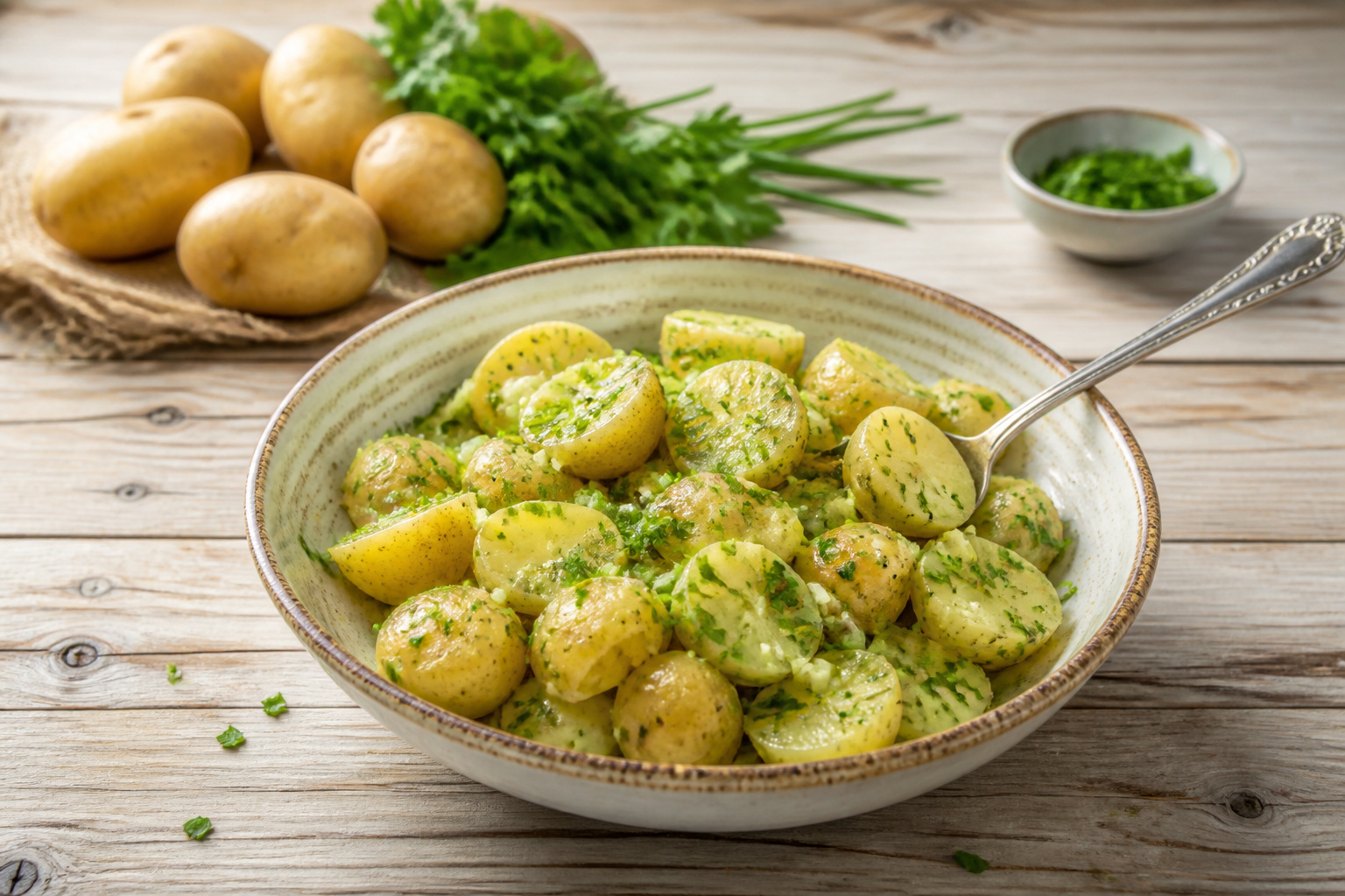 Salade de pommes de terre fraiche et savoureuse