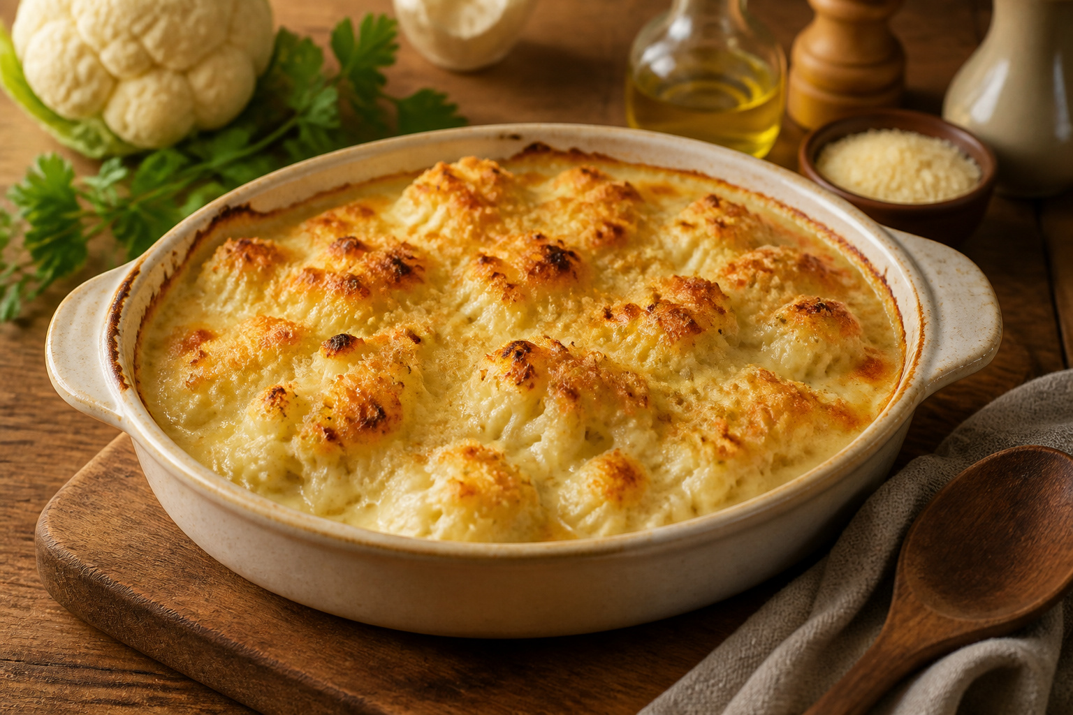 Gratin de chou fleur dore et cremeux