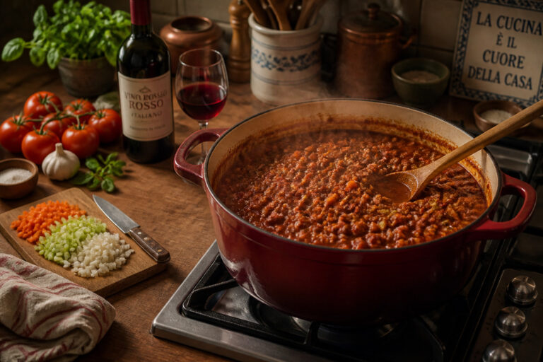 Sauce bolognaise mijotant