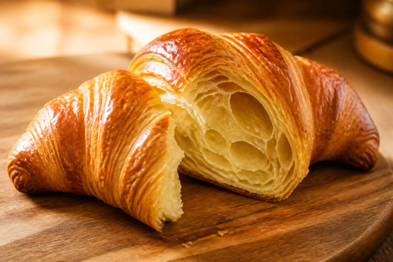 Croissant dore et feuillete
